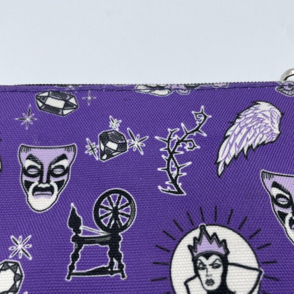 DISNEY LOUNGEFLY cosmetics case / small bag w/ ZIP TOP in PURPLE VILLAINS - VGUC - Picture 4 of 15